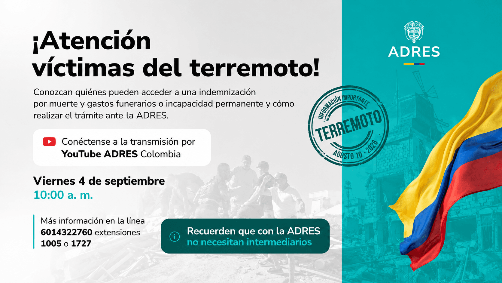 Atención víctimas del terremoto
