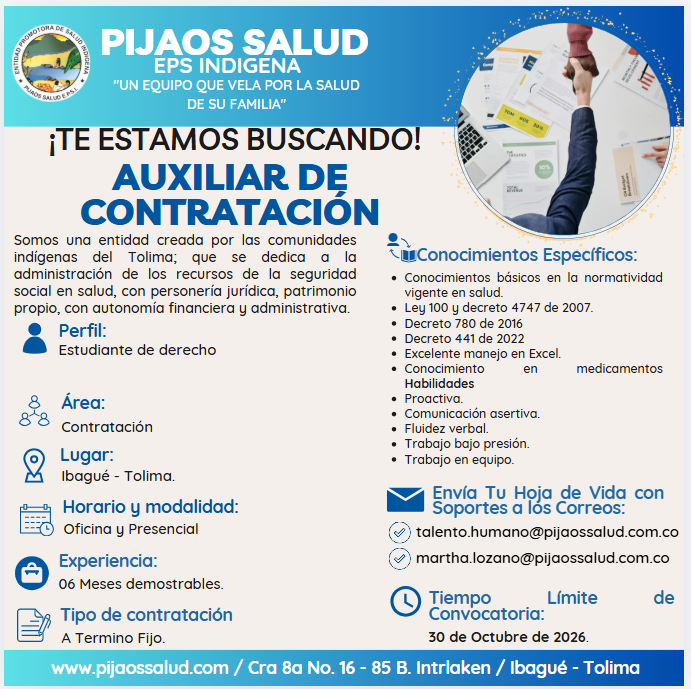 Auxiliar de Contratación - Estudiante de Derecho